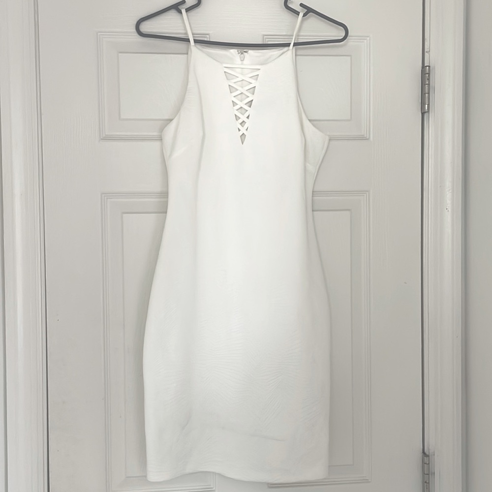 White midi body con dress from GUESS